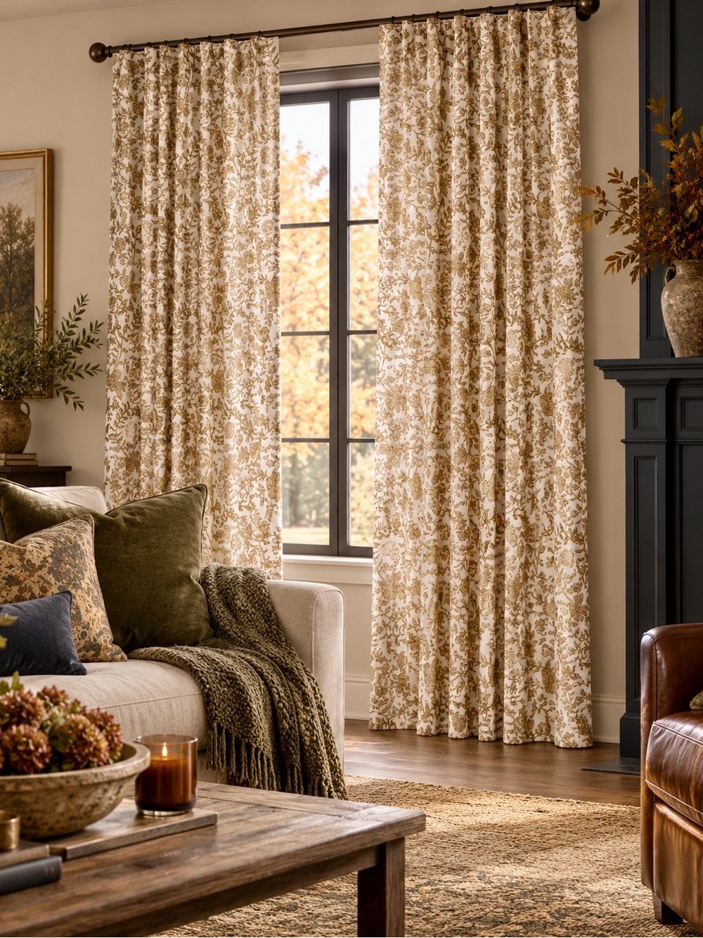 Maison d' Hermine Ilona Beige Cotton Curtains • 50"x96" . Two Panels